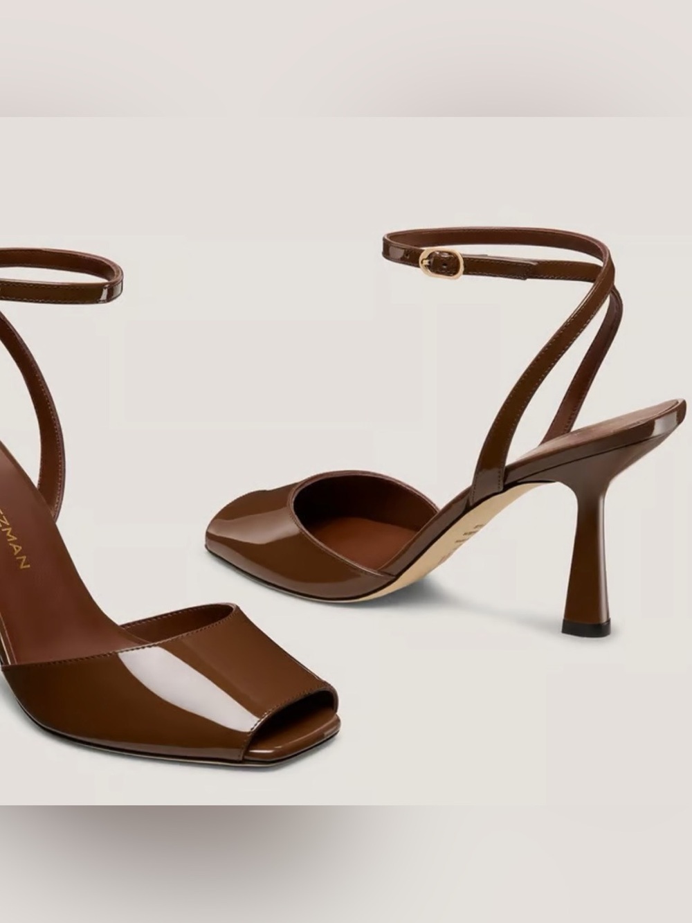 Stuart Weitzman Val Sandal 85 Brown Leather Ankle-Strap Stiletto - Picture 4 of 5